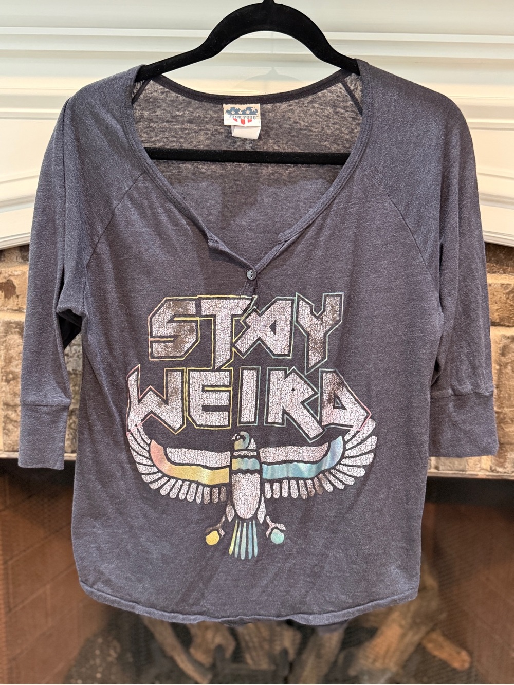 Stay Weird Graphic Women’s Long Sleeve Top - Charcoal